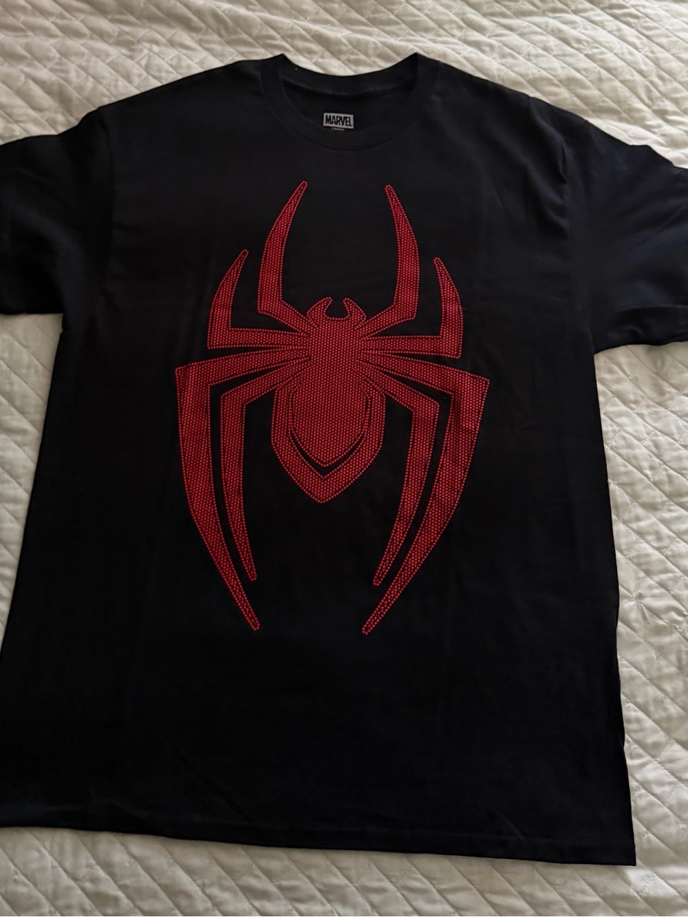 Marvel Black Short Sleeve Tee with Red Spider Graphic